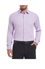 Duchamp London Men's Slim Fit Cotton Stretch Shirt, Dark Purple, Size 17 XL