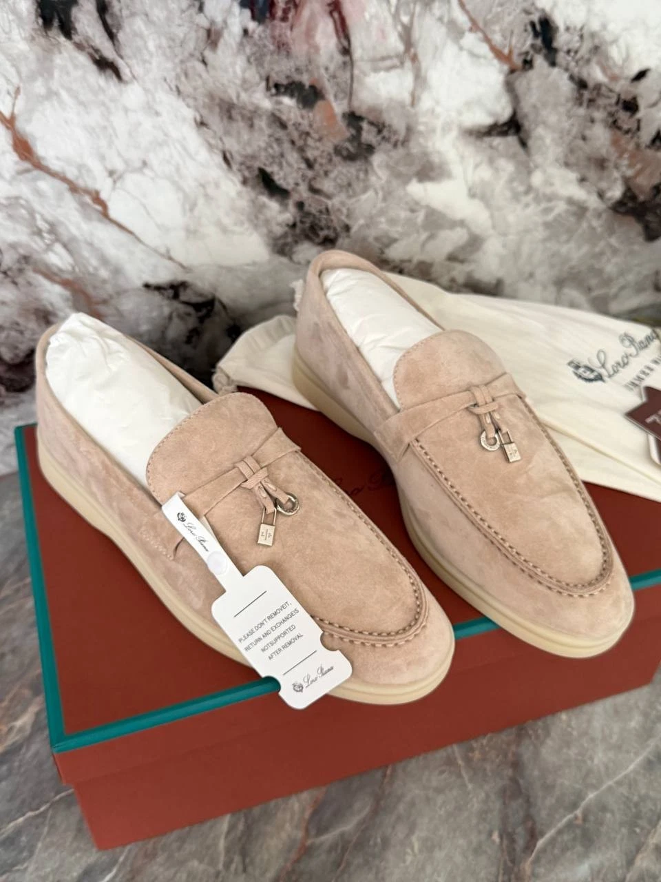 Loro Piana Summer Walk Loafers Women Beige Suede EU 37 US 7
