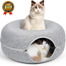 24Inch-Tunnel Bed for Indoor,Cattasaurus Peekaboo Cat Cave for Multiple,Detachab