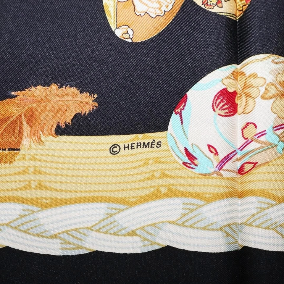 HERMES Carré 90 шелк COUVEE D'HERMES яйца цыплят шарф черный ярлыки без коробки б/у - Изображение 3 из 4