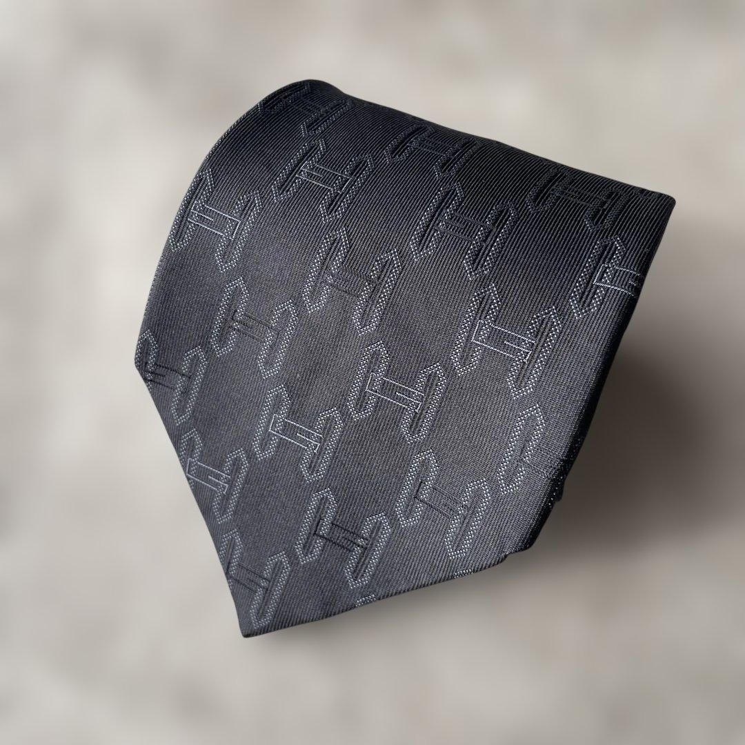 Authentic GUCCI Black G Pattern Silk Necktie Luxu… - image 1