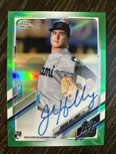 Jordan Holloway 2021 Topps Chrome Green Refractor Rookie RC Auto #d /99 Marlins