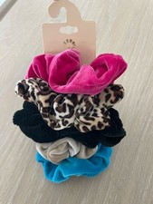 Velvet Scrunchies for Women 5PCS Black Pink Tan Leopard Blue SET Large