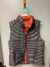 Men's Bernardo Goose Down Gray/Orange Vest - Size M