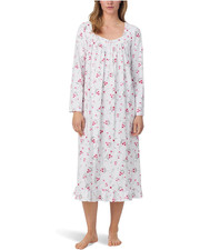 Nwt 68 Eileen West White/Pink SOFT 100 Cotton Knit 48" Long Ballet Nightgown S