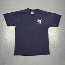 Vintage University Of Notre Dame Fighting Irish Embroidered Tshirt Blue Lg VTG
