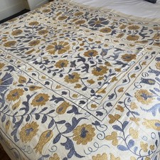 Sunny gold/blue suzani - pale metallic blue and glorious soft yellow 150x200cm