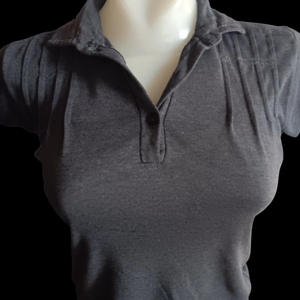Polo pequeño vintage para mujer discoteca puntada única plisado suave mantecoso años 80 Foto 2 de 4