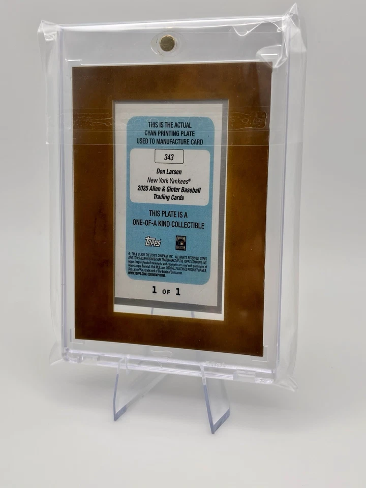 Don Larsen 2025 Topps Allen & Ginter 印刷版 1/1! — 第 2/2 张图片