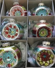 Christopher Radko Shiny Brite Christmas Ornaments NEW 3.25  Box Of 6