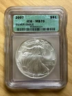 2007 1 Oz American Silver Eagle $1 - ICG Graded MS70