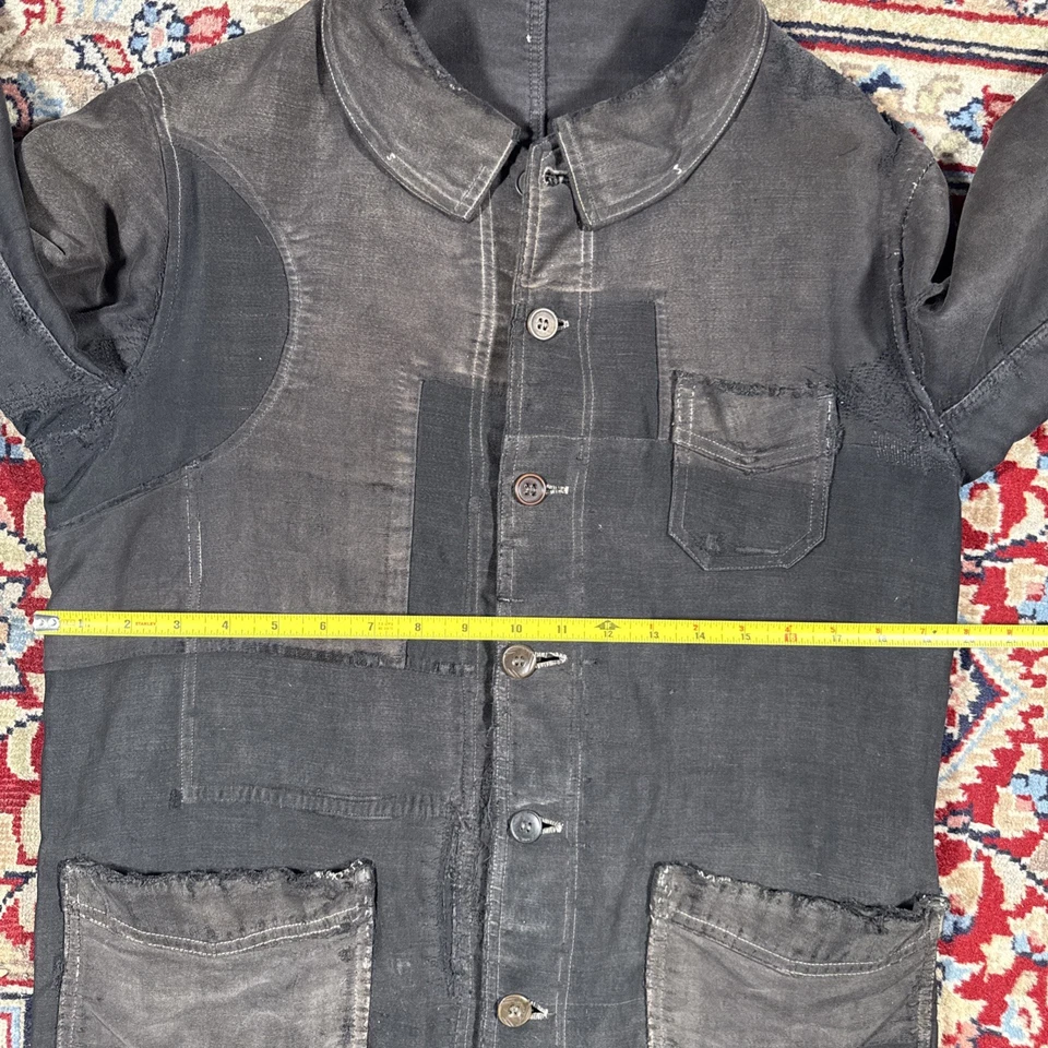 Chaqueta de Colección Años 30 40 Negra Moleskin Francesa Tareas Patchwork Foto 2 de 4
