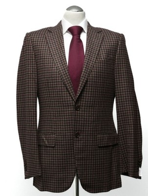 Ermenegildo Zegna Sakko 48 grau rot kariert einreihig 2-Knopf + Kaschmir wie Neu