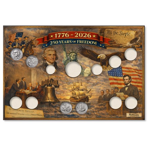1776-2026 American 250 Display with Mayflower & Revolutionary Quarters