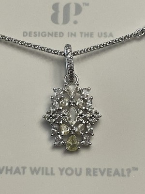 Bomb Party OG Necklace  Extra is Always Welcome  NK51795 Rhodium/Lemon CZ NIB