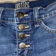 Justice Jeans Girls Size 10 Blue Distressed Slim Fit Stretch Denim Shorts