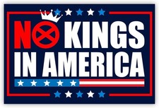 No Kings in America Blue - Anti-Trump 2025 18x24 Yard Sign w/ stake