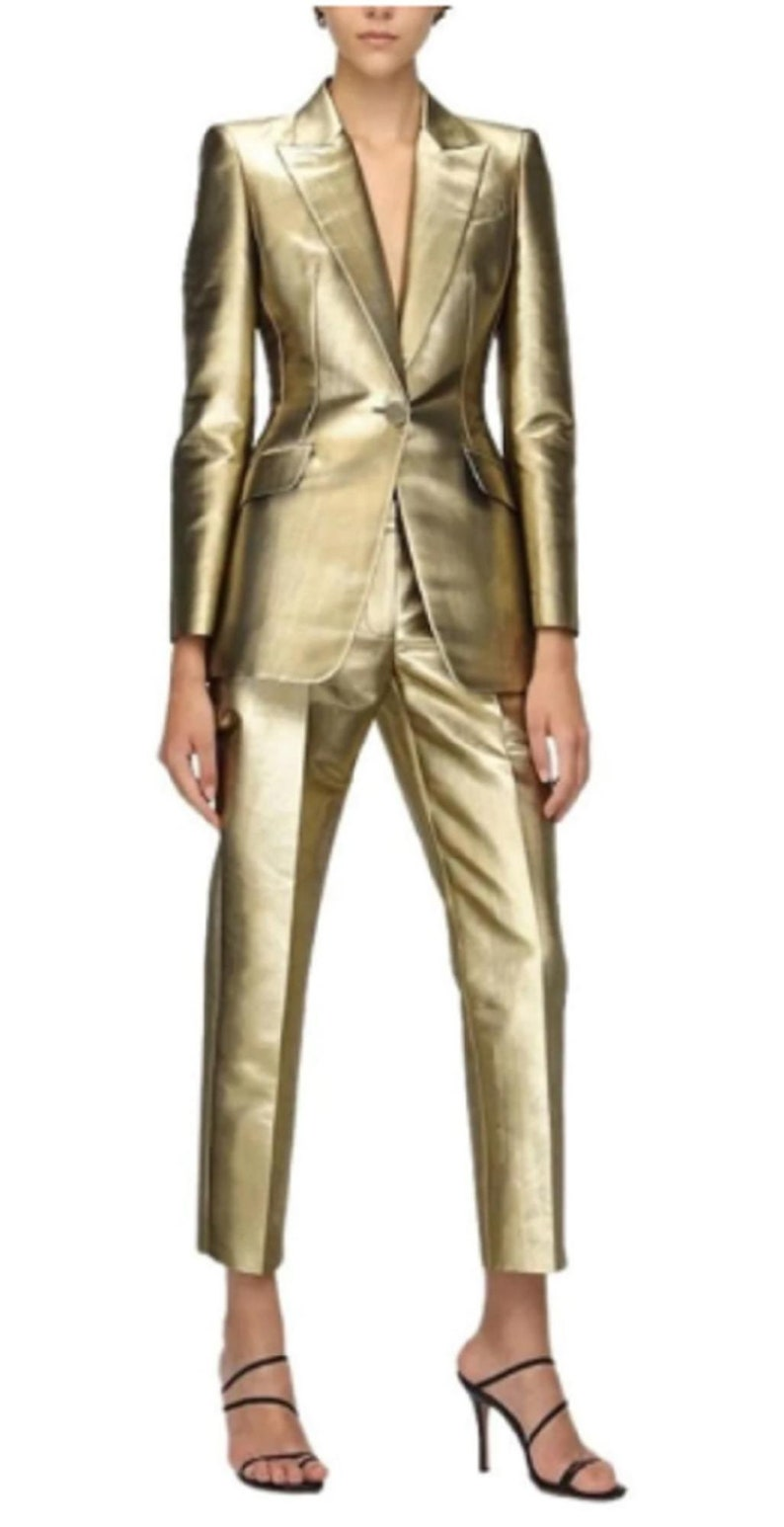 Leather Pants Women's Trousers Jeans Skinny High Outfit Waisted Leggings Gold 1