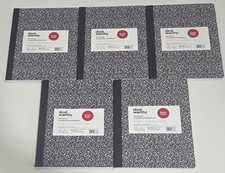 Set of 5 Deal Worthy 100 Sheet Graph Paper Composition Notebooks - Black/White
