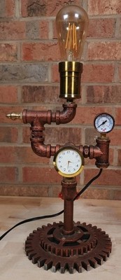 Y-Nut Steam Punk Lamp w Dimmer Loft Style Industrial Light Clock