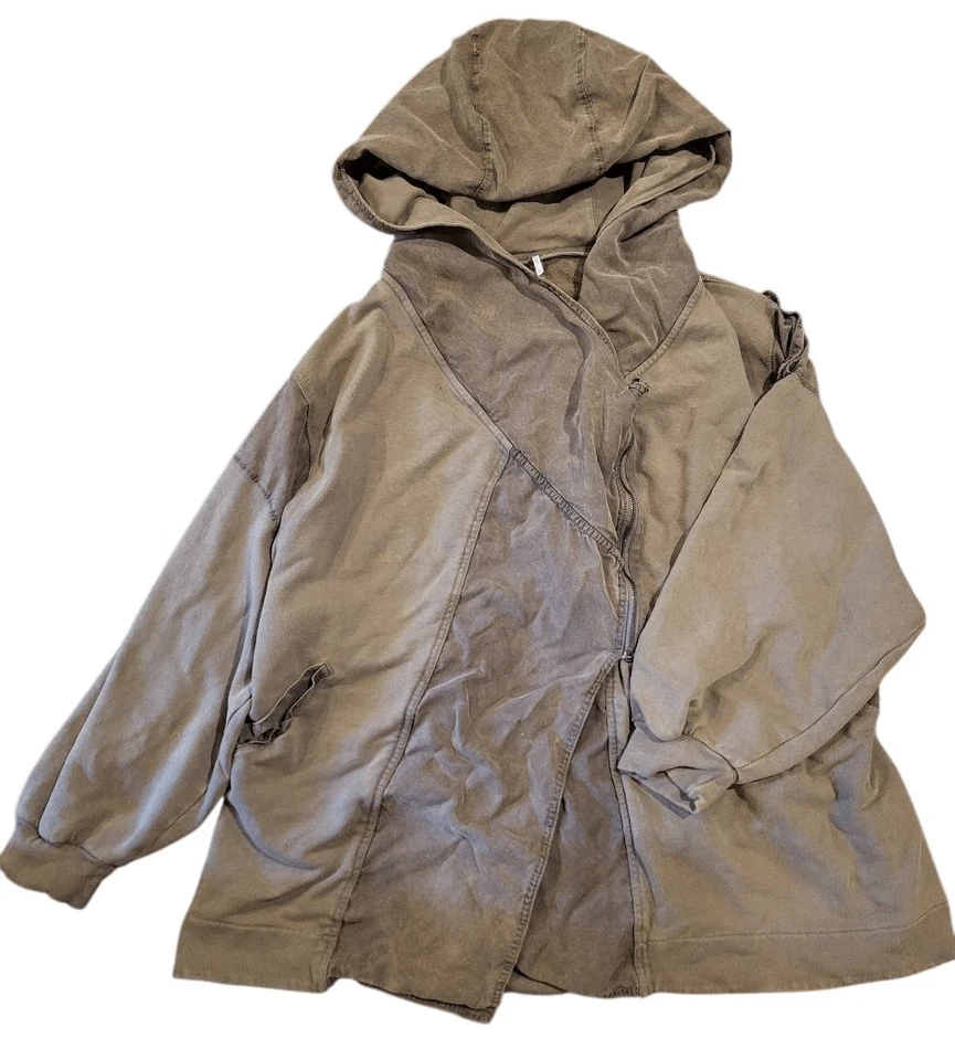 Free People C'Mon Jacket Women's XS Olive Green Oversized Zip Hooded Boho - Image 3 of 4