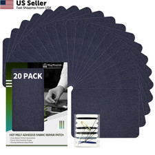 KING MOUNTAIN Iron-on Repair Patch 20 Pcs Pack,Denim Denim-3"x4-1/4", Blue
