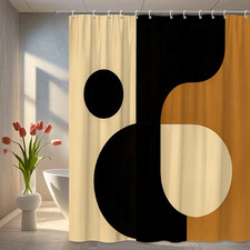 Geometric Black and Brown Shower Curtain for Modern Bathroom Decor
