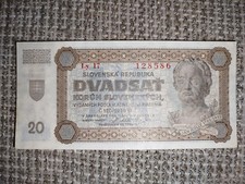 Slovacchia 20 corone 1942 aUNC banconota rara senza esemplare Ly17 banconota slovacchia