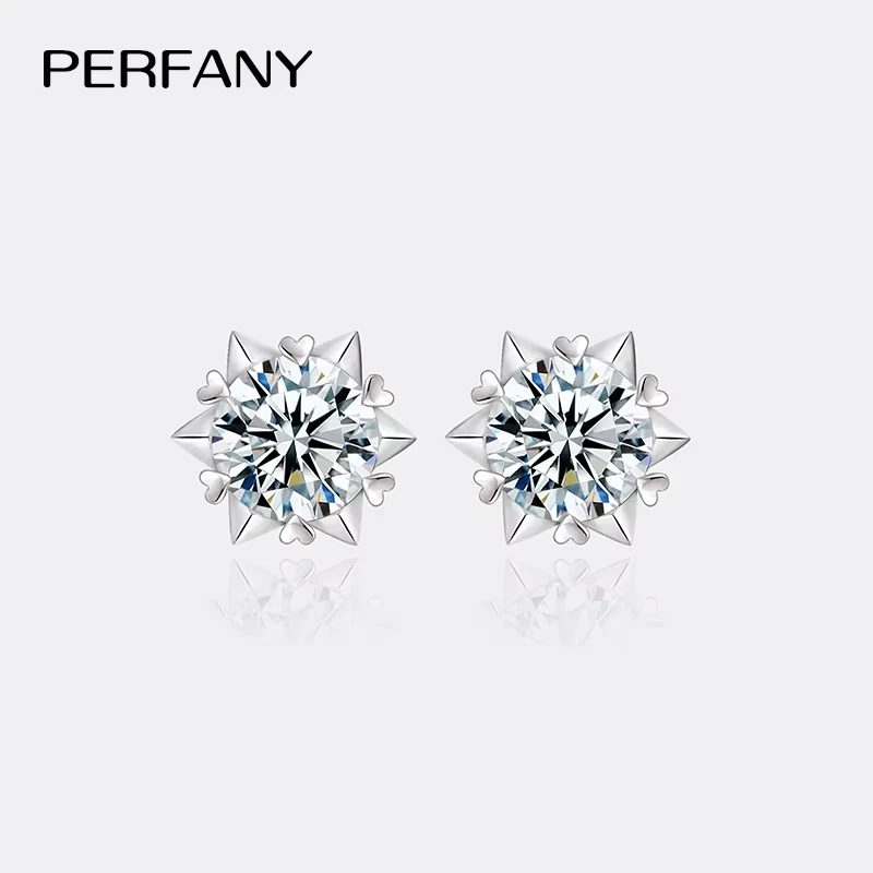 Ringjewel argento placcato rotondo vera moissanite orecchini (2.02 carati, blu verde colore, VVS1 Clarity