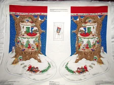 CRANSTON VIP MISTLETOE MICE JUMBO CHRISTMAS STOCKING COTTON FABRIC CRAFT PANEL