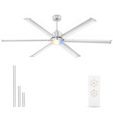 72 Inch Ceiling Fan with Light, Industrial Aluminum Blades, DC Motor 6 Speed ...