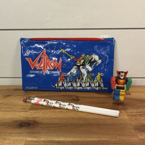 Vintage 1984 Voltron Defender of the Universe Zip Pencil Case Pencils & eraser