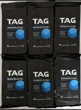 6 Packs TAG Disposable Washcloths 18ct Alcohol-Free Aloe Chamomile Vitamin E 108