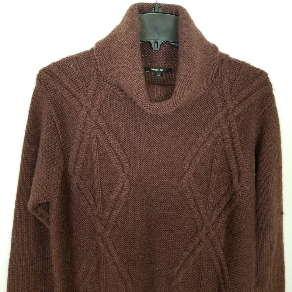 Suéter Pullover Tejido Cuello Capucha Lana Alpaca Lafayette 148 Mujer Talla M Marrón Suave Foto 2 de 4