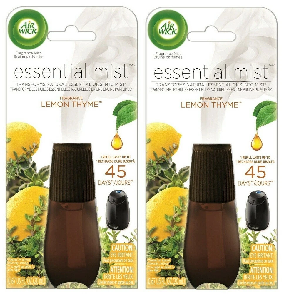 Pack of 2) Air Wick Essential Oils Diffuser Refill, Lemon Thyme, .67 Fl.  Oz.