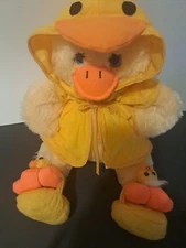 The Bear Factory Duck Plush  Duckling Slippers  Hoddie Terrycloth Robe 16” 
