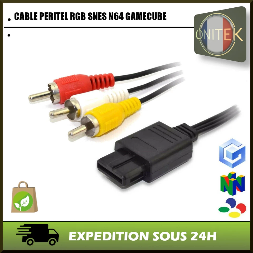 ✅CABLE AV AUDIO VIDEO RCA TV PERITEL RGB SNES SUPER NINTENDO N64 GC GAMECUBE SFC - Imagen 2 de 4