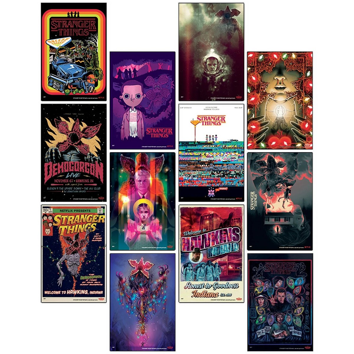 Stranger Things Poster Collage - 12 Mini Posters 4x5” Netflix