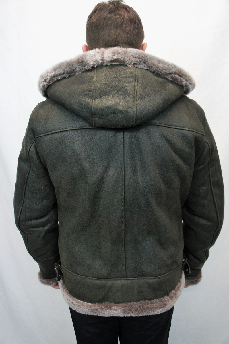 B3 Militär Flug Herren 100% Echtes Lammfell Shearling Leder