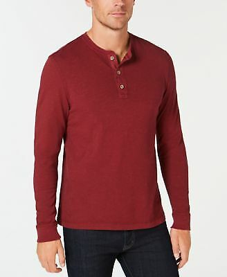 トップス RUM New Club Room Men's Carriage Red Henley Long Sleeve Shirt