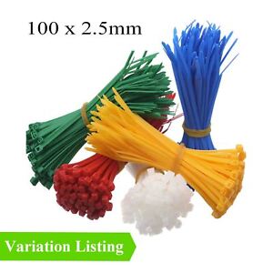 100 x couleur nylon cable ties 100 x 2.5mm/extra fort zip tie wraps 