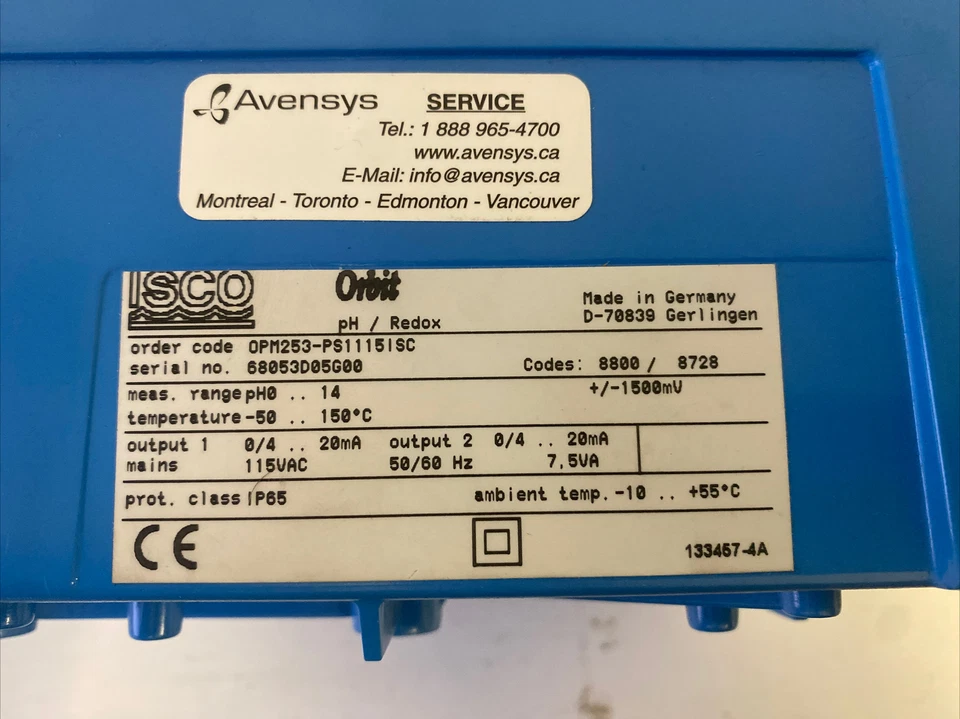 ISCO Orbit D-70839 pH/Redox -50 to 150C 115 VAC 50/60HZ Ph 0 To 14 No Box - Image 3 of 4