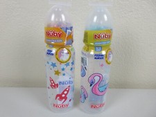  2x Nuby Standard Neck Tinted Feeding Nurser, 8 Ounce - Pink/Blue Brand New 