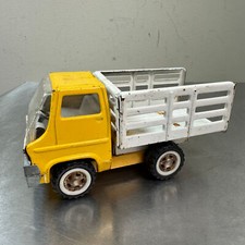 VTG Louis Marx 1967 Metal Cattle Truck Japan Yellow / White