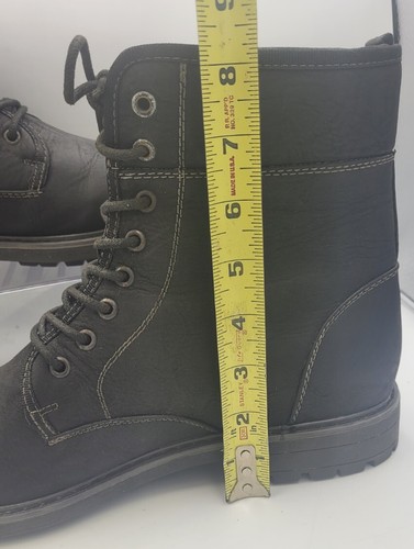 STEVE MADDEN BLACK FAUX LEATHER 8 In LACE UP BOOTS Sz 11.5M Sock Lined M-Neptun - Picture 9 of 23