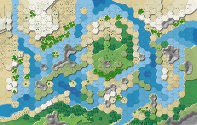 Karte für BattleTech - Play Mat - Battle Map - Hex Map XL - ''Shattered Coast''