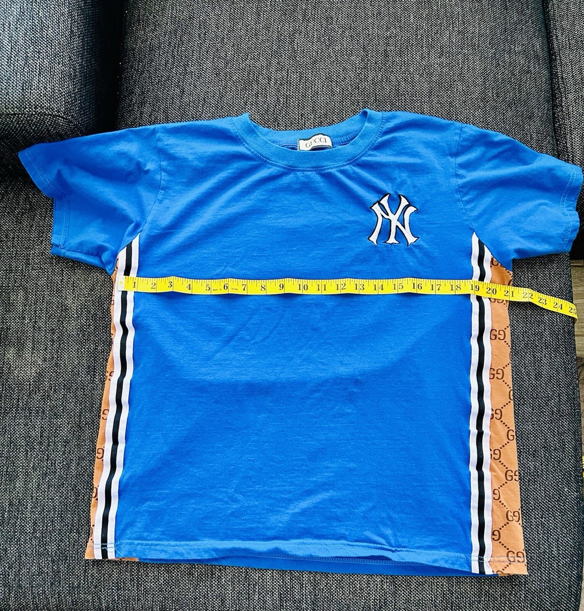 GUCCI NY New York Yankee MLB logo embroidered Shirt Med Rare