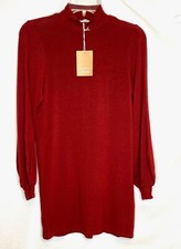 REFORMATION Crimson Red Mock Turtleneck Puff Bishop Sleeve Sweater Dress XS 0/2