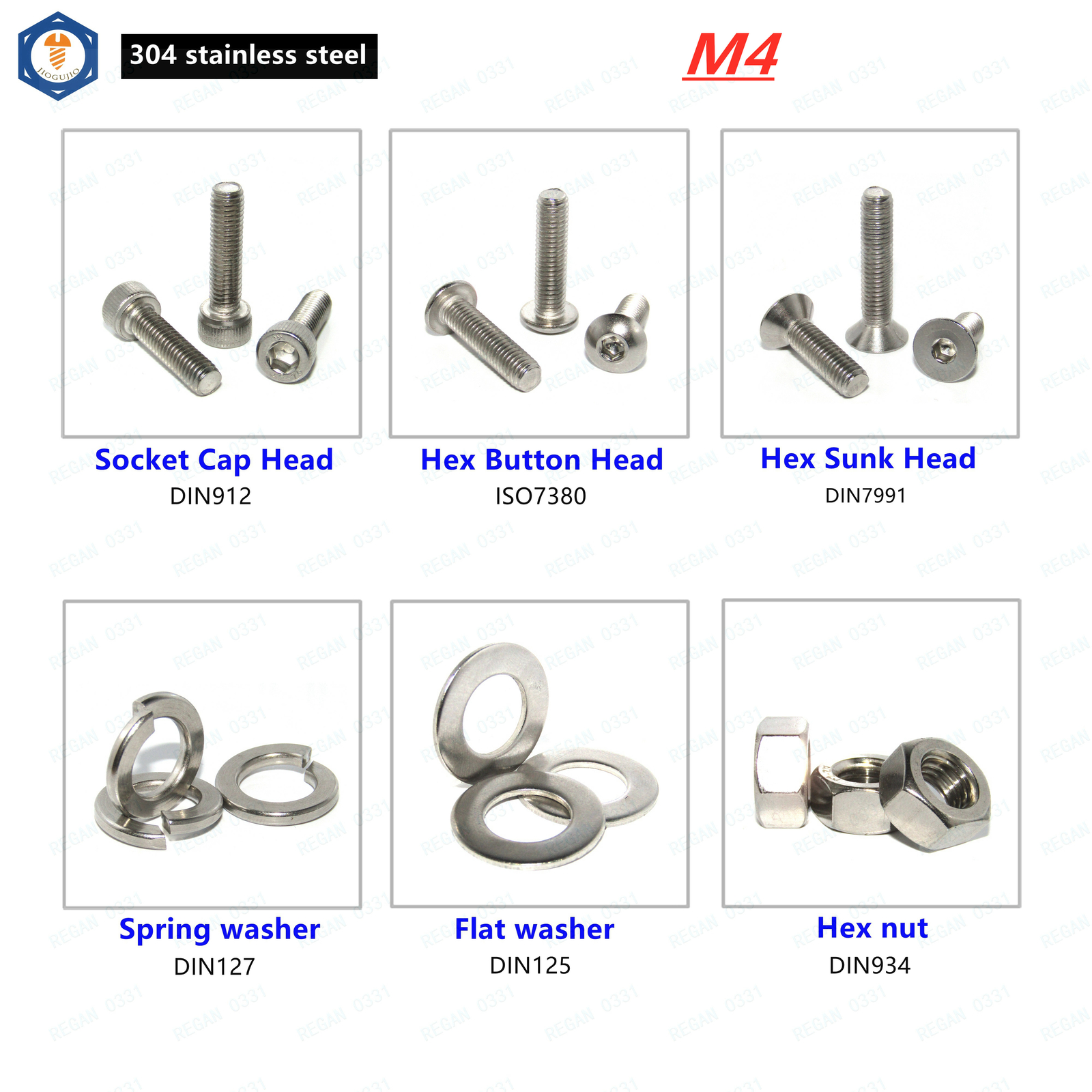 M4 Allen Hex Socket Cap Head,Button Head,Sunk Head Screws Bolt, Washer Nut 304SS