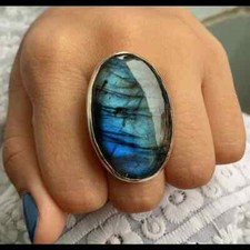Labradorite Gemstone 925 Sterling Silver Statement Handmade Ring, All Size M31